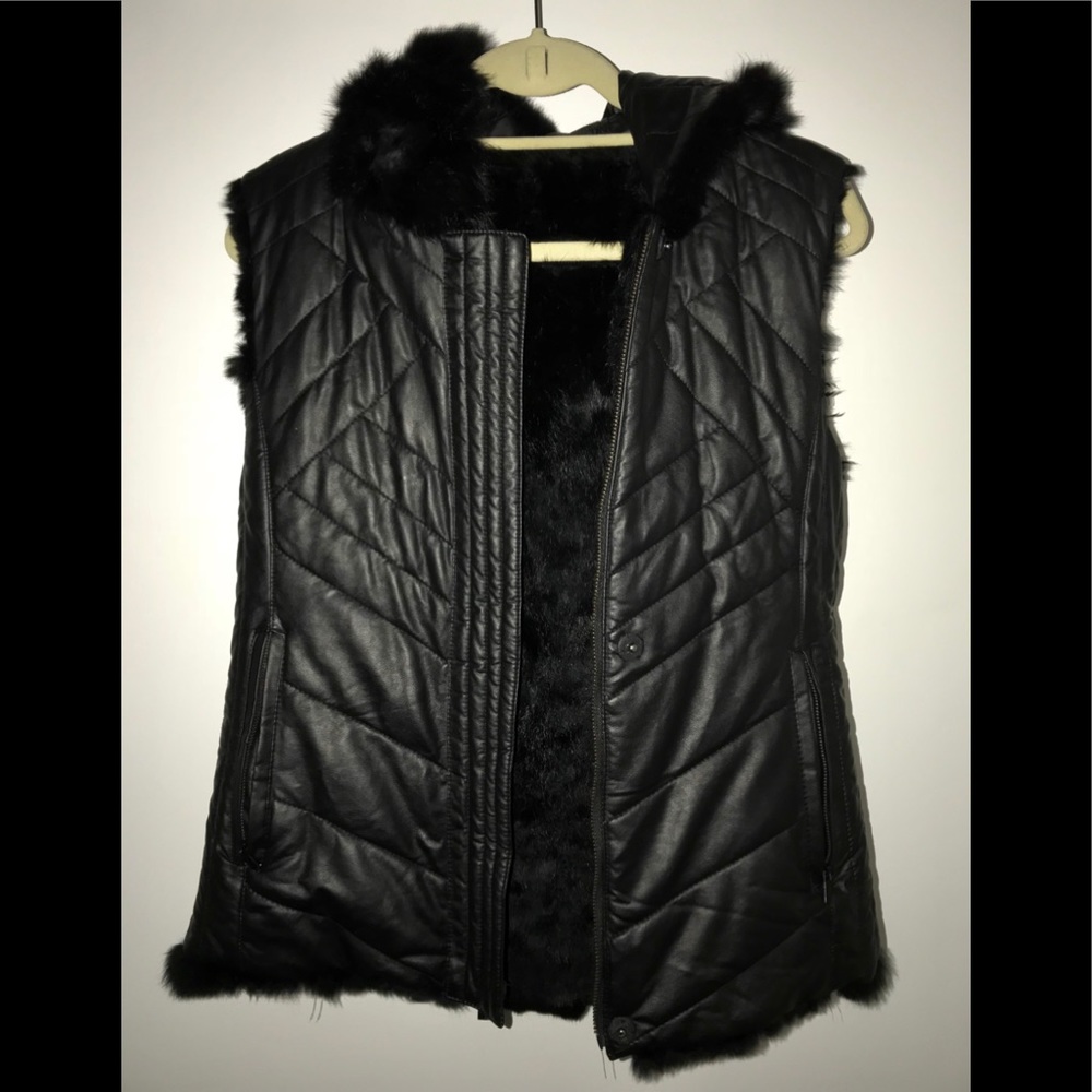BCBG MAXAZRIA jade reversible fur vest